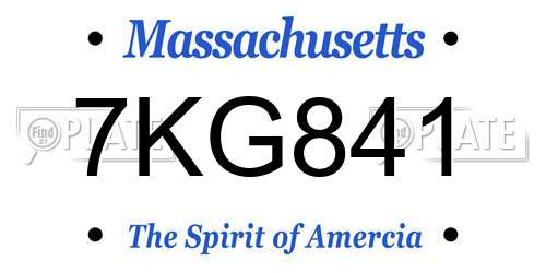 7KG841 Massachusetts License Plate