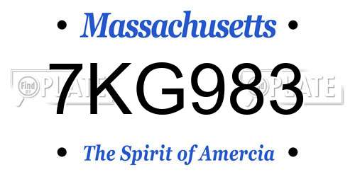 7KG983 Massachusetts License Plate