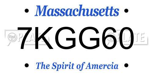 7KGG60 Massachusetts License Plate