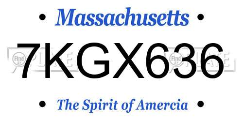 7KGX636 Massachusetts License Plate