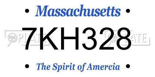 7KH328 Massachusetts License Plate