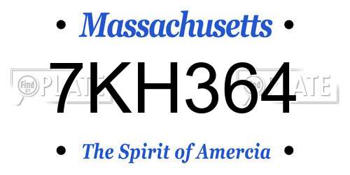 7KH364 Massachusetts License Plate