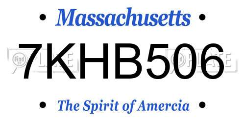 7KHB506 Massachusetts License Plate