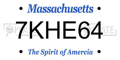 7KHE64 Massachusetts License Plate