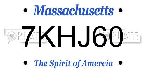 7KHJ60 Massachusetts License Plate