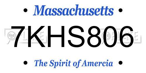 7KHS806 Massachusetts License Plate
