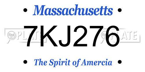 7KJ276 Massachusetts License Plate
