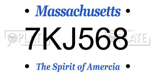 7KJ568 Massachusetts License Plate