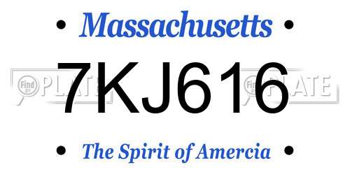 7KJ616 Massachusetts License Plate