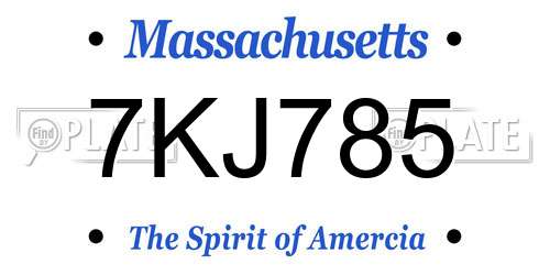 7KJ785 Massachusetts License Plate