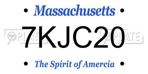 7KJC20 Massachusetts License Plate