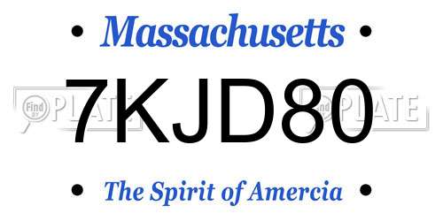 7KJD80 Massachusetts License Plate