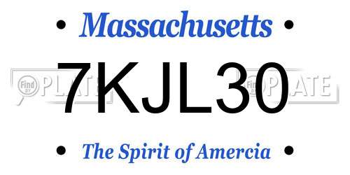 7KJL30 Massachusetts License Plate
