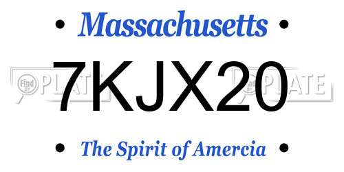7KJX20 Massachusetts License Plate