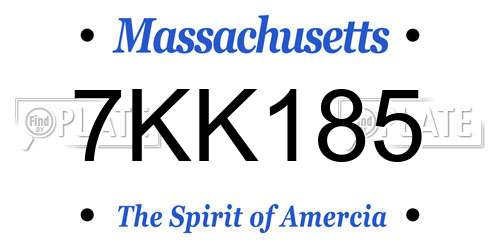 7KK185 Massachusetts License Plate