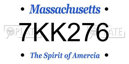 7KK276 Massachusetts License Plate