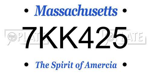 7KK425 Massachusetts License Plate