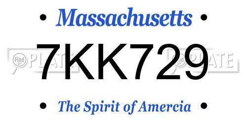 7KK729 Massachusetts License Plate