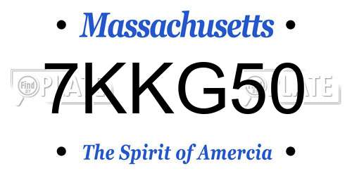 7KKG50 Massachusetts License Plate