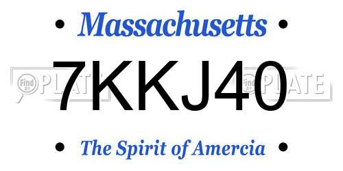 7KKJ40 Massachusetts License Plate