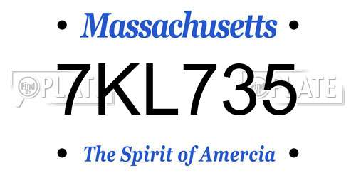 7KL735 Massachusetts License Plate