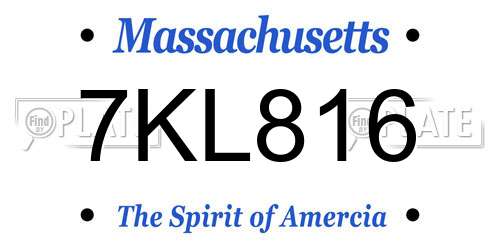 7KL816 Massachusetts License Plate