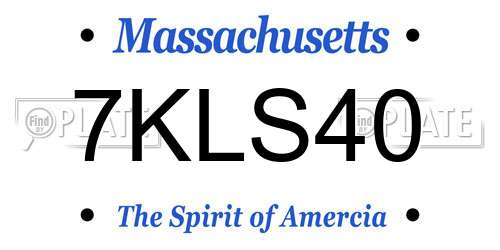 7KLS40 Massachusetts License Plate