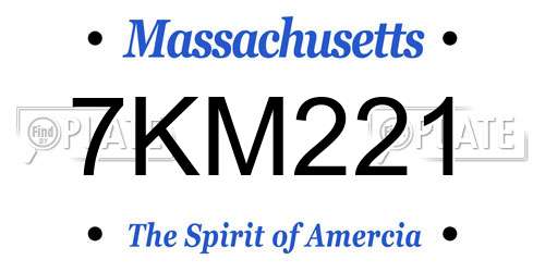 7KM221 Massachusetts License Plate