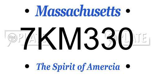 7KM330 Massachusetts License Plate