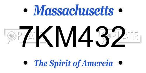 7KM432 Massachusetts License Plate