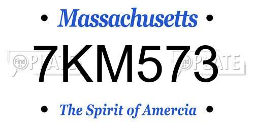 7KM573 Massachusetts License Plate