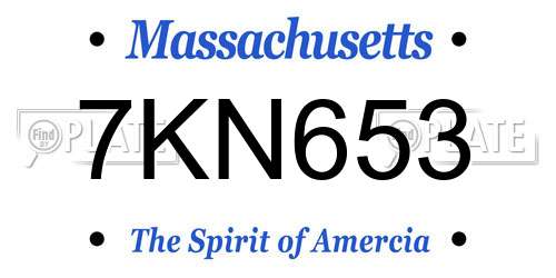 7KN653 Massachusetts License Plate