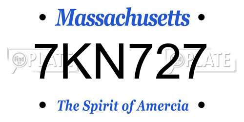 7KN727 Massachusetts License Plate