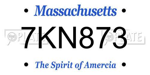 7KN873 Massachusetts License Plate