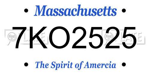 7KO2525 Massachusetts License Plate
