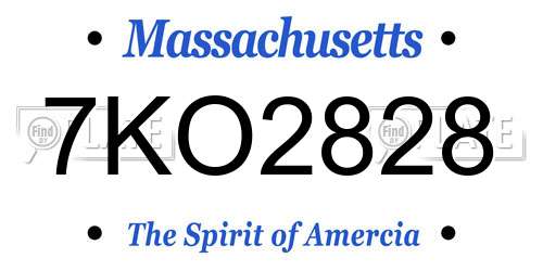 7KO2828 Massachusetts License Plate