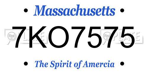 7KO7575 Massachusetts License Plate
