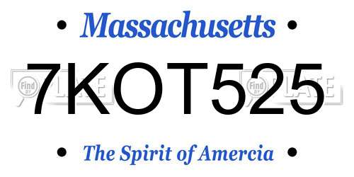 7KOT525 Massachusetts License Plate