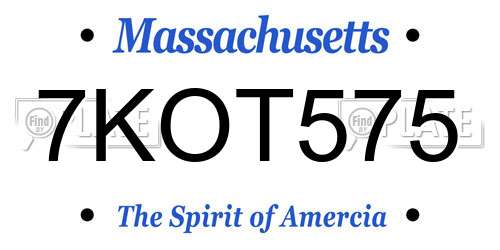 7KOT575 Massachusetts License Plate