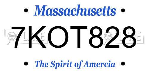 7KOT828 Massachusetts License Plate
