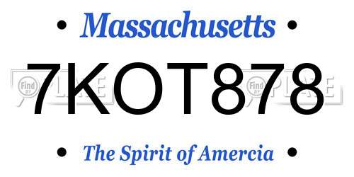7KOT878 Massachusetts License Plate