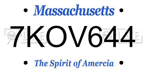 7KOV644 Massachusetts License Plate