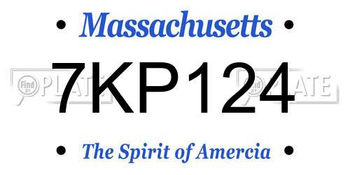7KP124 Massachusetts License Plate