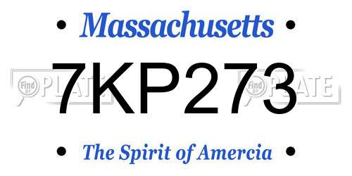 7KP273 Massachusetts License Plate