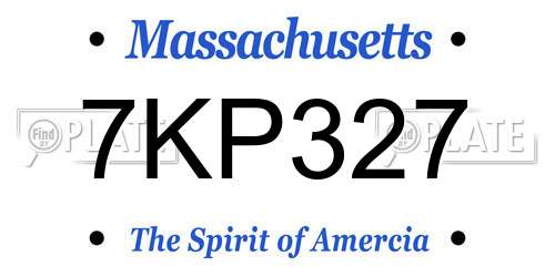 7KP327 Massachusetts License Plate