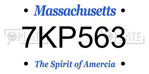 7KP563 Massachusetts License Plate