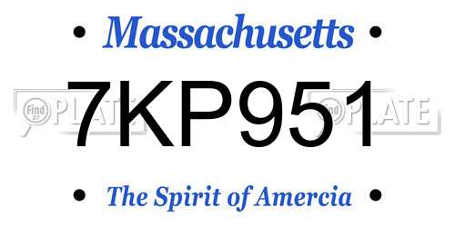 7KP951 Massachusetts License Plate