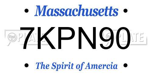 7KPN90 Massachusetts License Plate