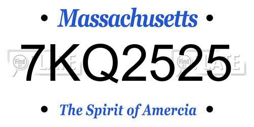 7KQ2525 Massachusetts License Plate