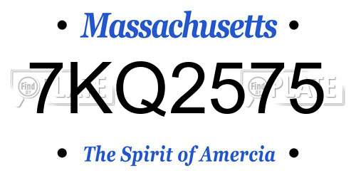 7KQ2575 Massachusetts License Plate